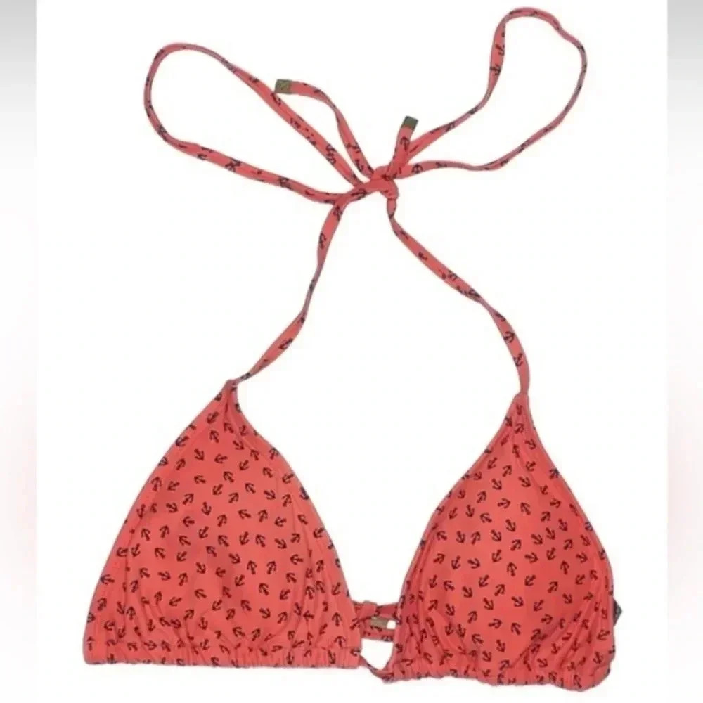 Ann Taylor Red Anchor Nautical Coastal String Bikini Top Size S Small